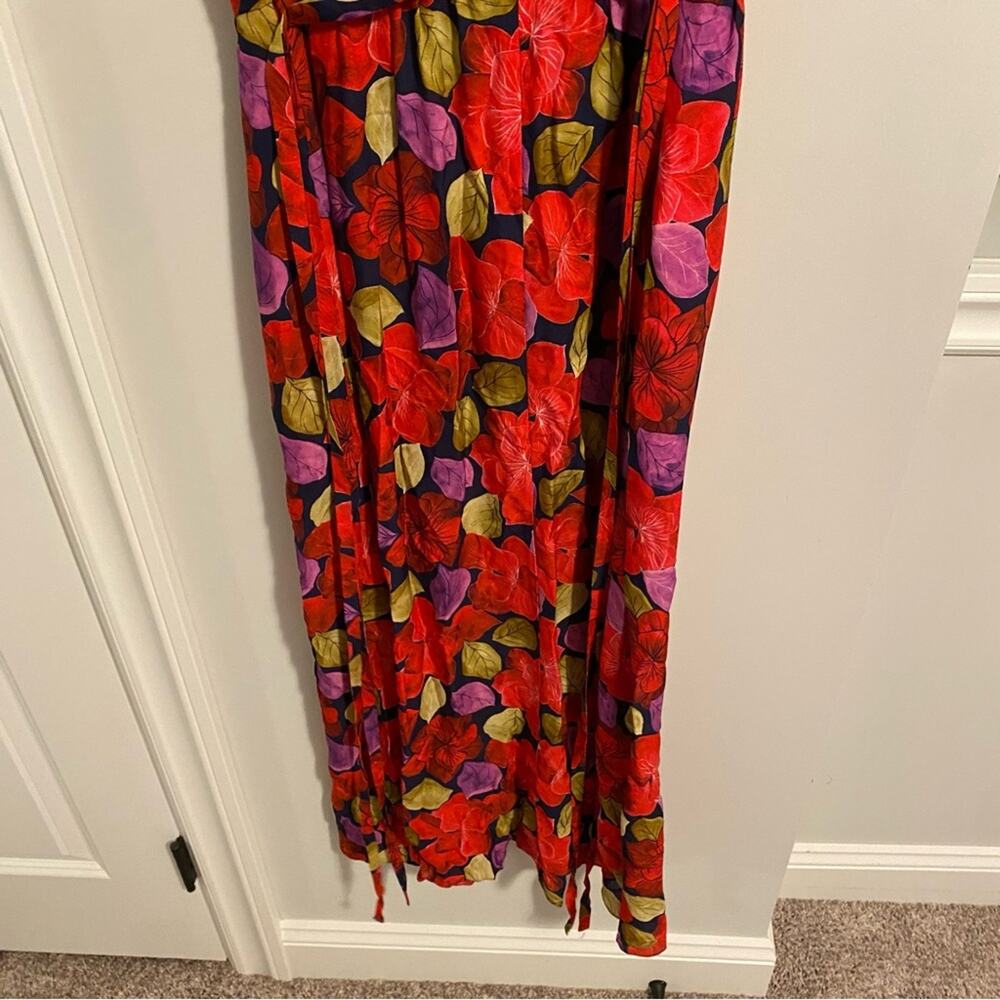 Tuckernuck DYVNA Red Green Floral Silk Maxi Dress XS - Picture 4 of 9